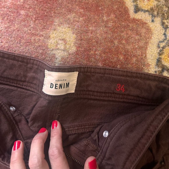 Sezane le crop denim in brown - Picture 2 of 6